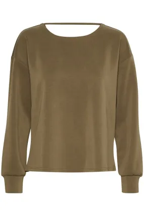 My Essential Wardrobe Elle Knot Blouse in Olive