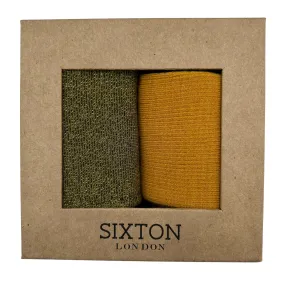 Olive Tokyo and Barcelona mustard sock box duo