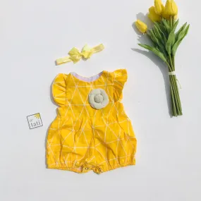 Orchid Playsuit - Ruffle Sleeves in Yellow Triangle