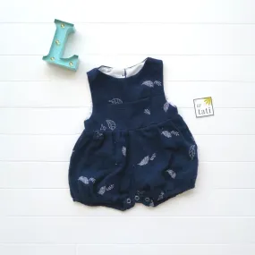 Orchid Playsuit with Front Pocket in Crepe - Leafy Dark Blue