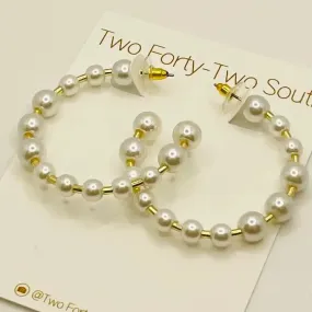 Pearl Satin Hoops