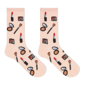 "Makeup" Cotton Dress Crew Socks by Hot Sox - Medium