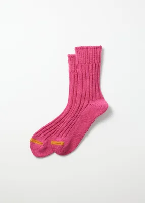 Ribbed Crew Socks - Deep Pink