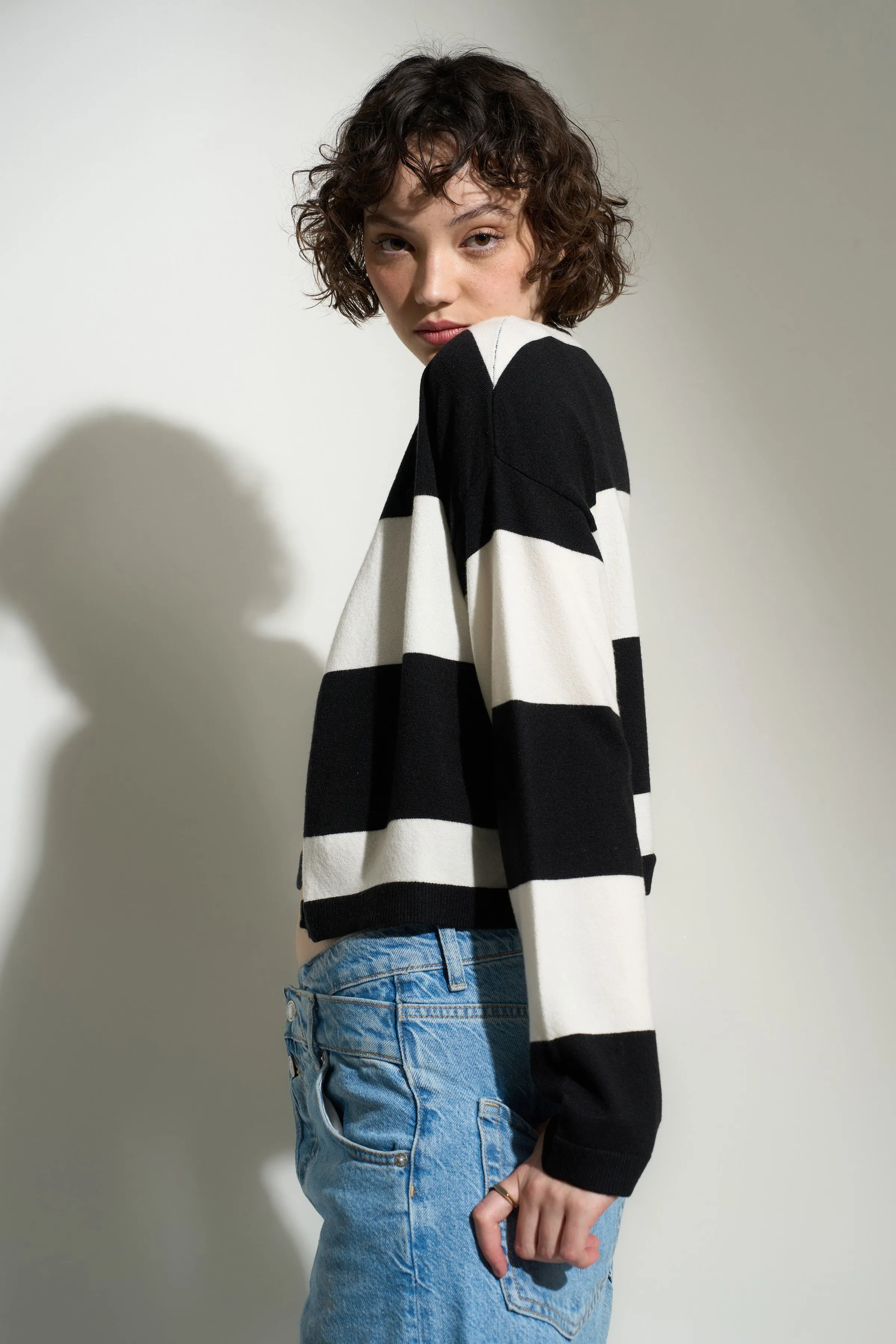 Sara Cardi Set - Black Stripe