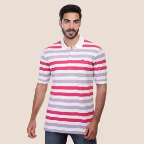 Short sleeve striped Polo shirt - FUCHSIA