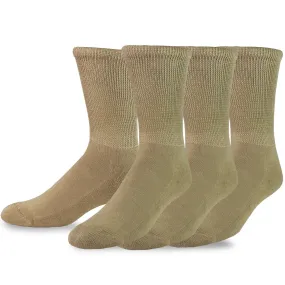 TeeHee Socks Men's Diabetic Bamboo Crew Khaki 3-Pack (51012)