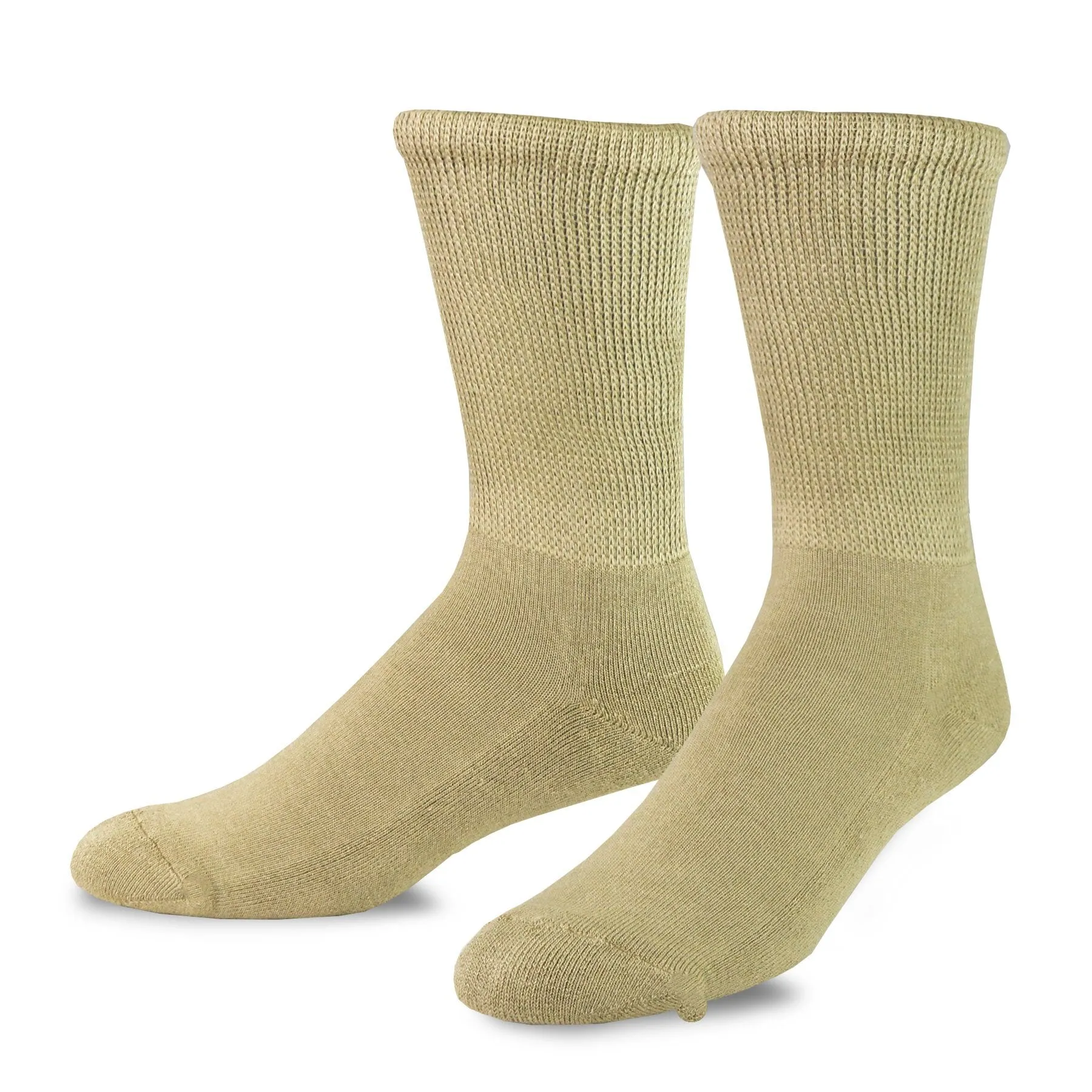 TeeHee Socks Men's Diabetic Bamboo Crew Tan 3-Pack (51012)