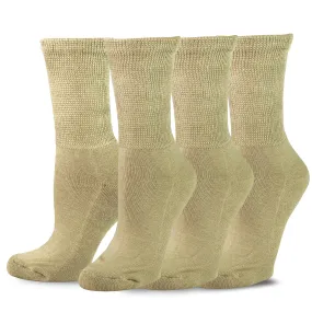 TeeHee Socks Men's Diabetic Bamboo Crew Tan 3-Pack (51012)