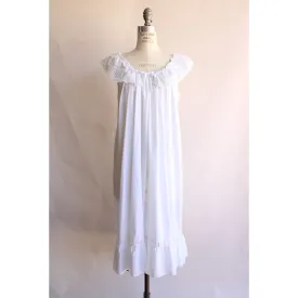 Vintage 1970s 1980s Formfit Rogers White Cotton Nightgown