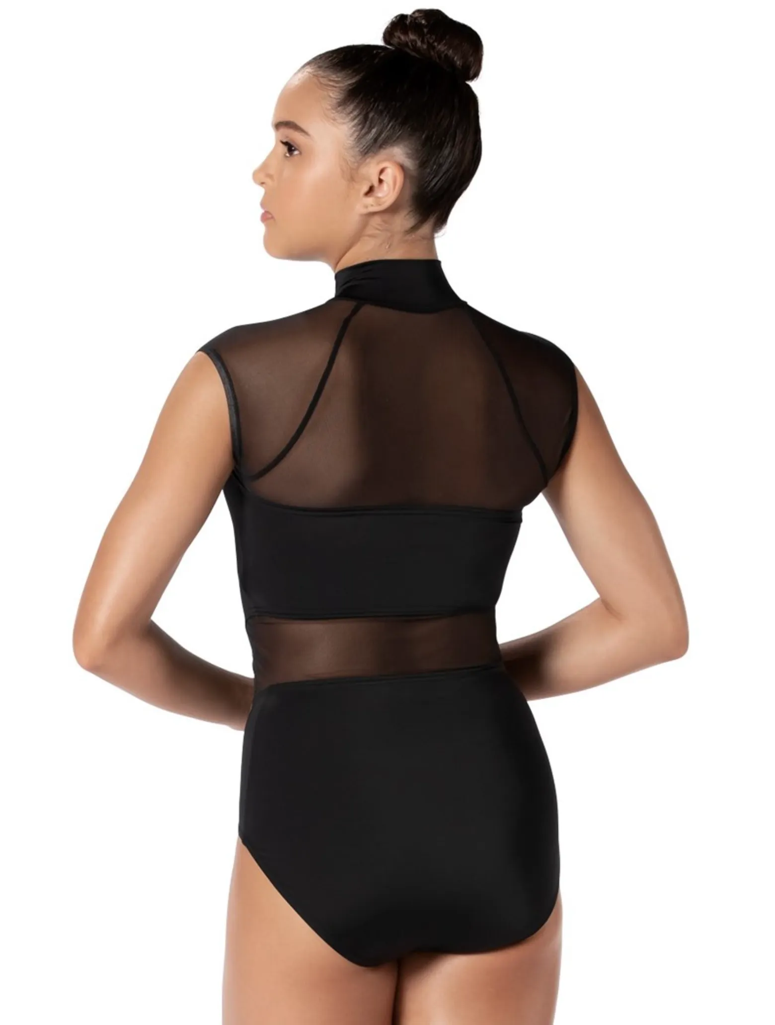 Zip-Front Mesh Insert Leotard